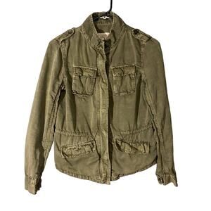 Loft Army Green Utility Mock Neck Full Zip Jacket Women Sz XSP